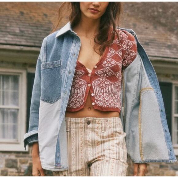 Free People Geo Floral Cardigan, Large - Picture 1 of 7